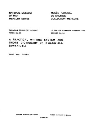 cover image of practical writing system and short dictionary of Kwakw'ala (Kwakiutl)